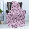 thumbnail image 4 of Butterfly Soft Flannel Fleece Blanket, Flora and Fauna Image with Contrast Colors Hand Drawn Natural Pattern Vintage, Cozy Plush for Indoor and Outdoor Use, 50" x 70", Purple White, by Ambesonne, 4 of 5