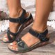 thumbnail image 2 of Bmisegm Ladies Summer Retro Love Colour Blocking Thick Bottom Large Size Slope Heel Sandals Sandals Women Summer Black 7.5, 2 of 9