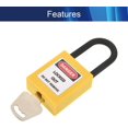 thumbnail image 3 of Wekity Lockout Tagout Locks Safety Padlock Loto Locks Keyed Alike PA Lock Out Tag Out Steel Shackle Small Luggage Padlocks Yellow 6mm 2PCS-0621, 3 of 5