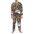 thumbnail image 3 of Susaid Rabbits on Floral Print Men's Long Sleeve Pajama Set, Two-Piece Button-Down Loungewear PJs Set, Comfortable Sleepwear for Relaxation-X-Large, 3 of 7