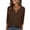 Brown, variant on Ruimatai Women's V-Neck O-Ring Detail 3/4 Sleeve Loose Fit Casual Tops for Women Everyday Wear