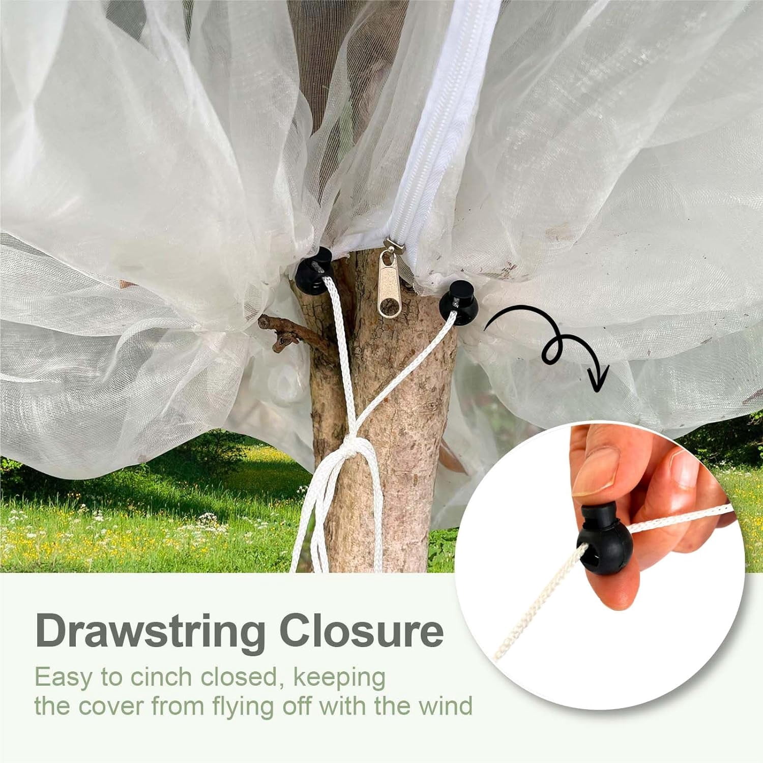 Fruit Tree Netting Cover with Zipper and Drawstring, 2 Packs  Insect Bird Barrier Netting for Garden Protection, Ultra Fine Mesh Garden Netting