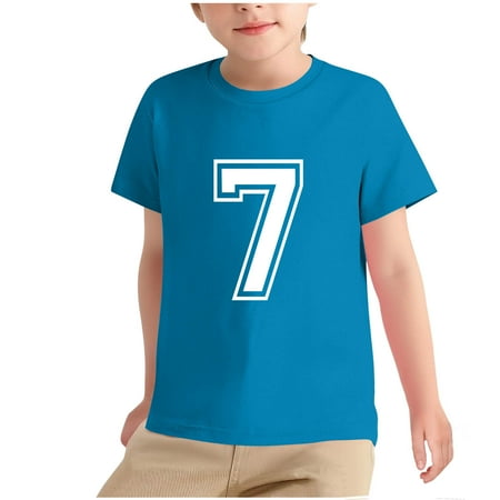AHTJRT Kids 7th Birthday Shirt Short Sleeves Crewneck Top Tees Fashion Lightweight Breathable Outdoor Running Baseball Pullover Blue 3-4 Years AHTJRT Kids 7th Birthday Shirt Short Sleeves Crewneck Top Tees Fashion Lightweight Breathable Outdoor Running Baseball Pullover Blue 3-4 Years