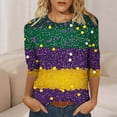 thumbnail image 6 of Rciityk Womens Tshirts 3/4 Sleeve Shirts for Women Fashion Mardi Gras Graphic Tees Tops Casual Loose Crew Neck Holiday Blouse, 6 of 6