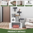 thumbnail image 6 of Uforic Cat Tree with Litter Box Enclosure, 2-in-1 Modern Cat Condo, 59" Hidden Litter Box Furniture, White, 6 of 9