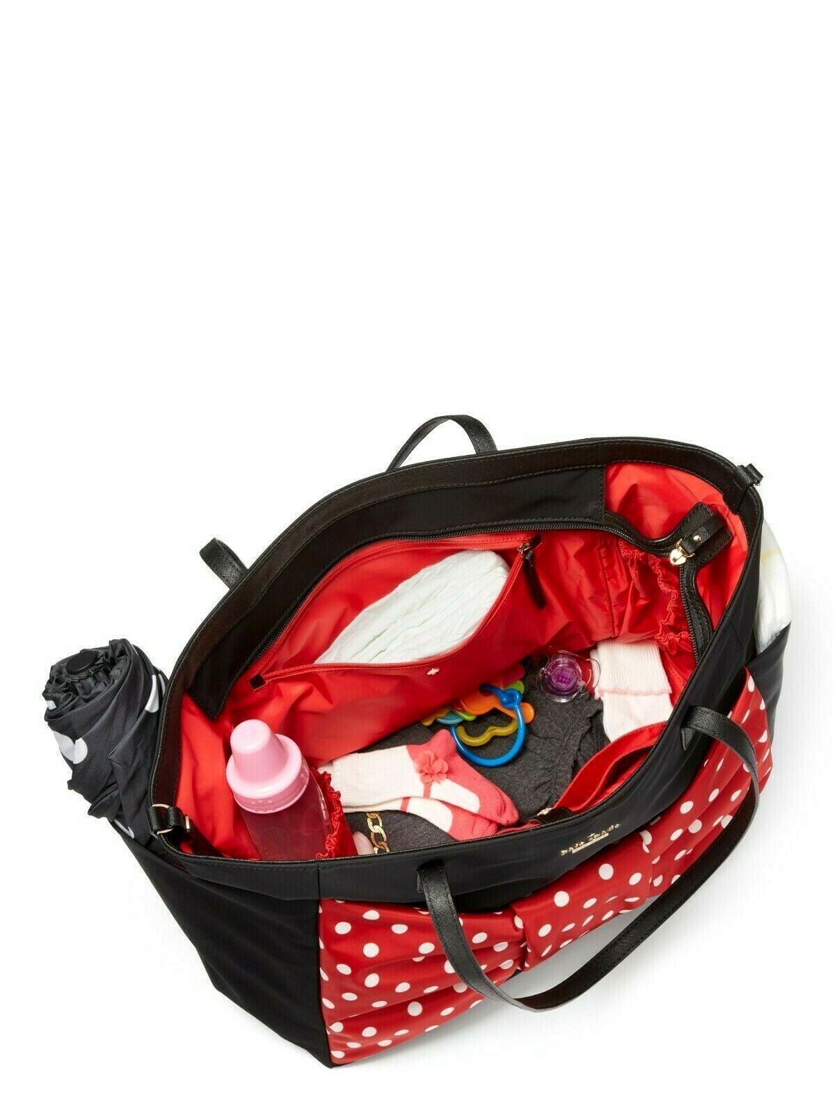 NEW KATE SPADE DISNEY MINNIE MOUSE BOW BETHENY BLACK NYLON BABY BAG HANDBAG