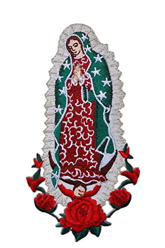 Christening Virgin Mary Santa Maria Guadalupe Silver Embroidered Iron On Patch 
