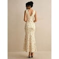 thumbnail image 2 of Yellow Ditsy Floral Lace V-Neck Sleeveless Fitted Mermaid Hem Maxi Dress, 2 of 7