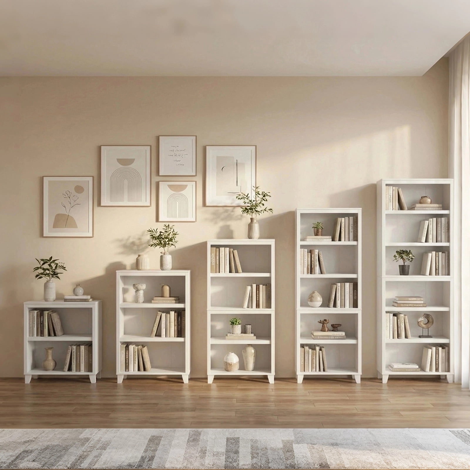 2-Tier Bookcase with Adjustable Shelves，27.56"W x 11.83"D x 28.11"H Floor Standing Open Bookshelf with Wood Legs for Home Office, Living Room, and Bedroom Storage,White