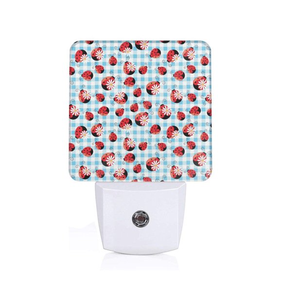 Balery Flowers and Lady Bugs Luz Nocturna LED con Sensor Automático, Enchufe con Sensor Crepuscular, Luz Suave de 0.5W para Dormitorio, Pasillo, Baño-UK