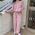 thumbnail image 1 of Pijama de franela cálida para mujer, conjunto de ropa de dormir holgada, gruesa, de terciopelo Coral, con estampado bonito, para Otoño e Invierno, 1 of 4