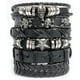 thumbnail image 1 of pulseras de cuero trenzado Rock para mujer, pulsera grande, pulsera para hombre, joyería de calavera vintage punk ajustable (negro), 1 of 5