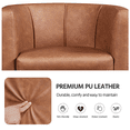 thumbnail image 4 of Yaheetech Faux Leather Upholstered Barrel Accent Arm Chair for Living Room, Brown, 4 of 8