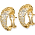 thumbnail image 2 of 14K Yellow Gold Jbsp's Two-Tone Polished D/C Omega Back Earrings (23 X 11.3) Made In Italy le2161, 2 of 5