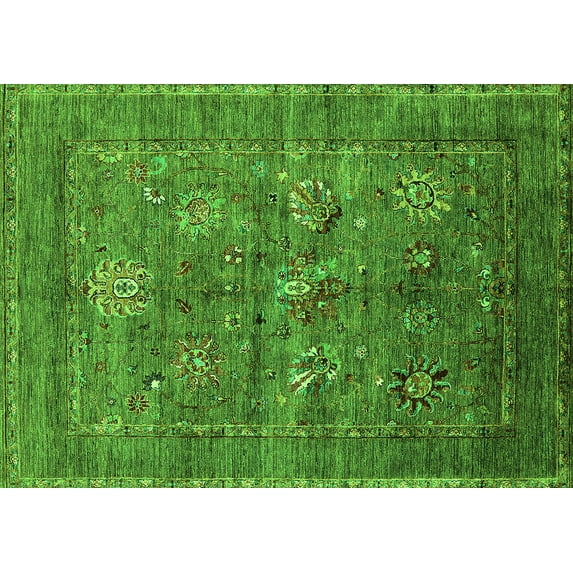Ahgly Company Indoor Rectangle Oriental Green Industrial Area Rugs, 2' x 3'
