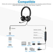 New Bee USB Office Computer Headset with In-Line Volume Control Noise Cancelling Microphone
