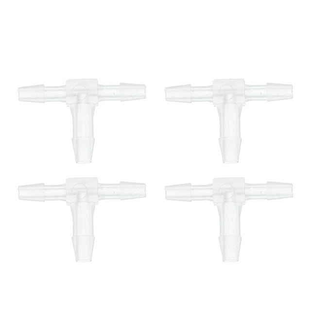 Accesorio de barbado de manguera de plástico Unique Bargains 3/32" x 1/8" x 3/32" tipo Tee Acuario PP Transparente 4 Pcs