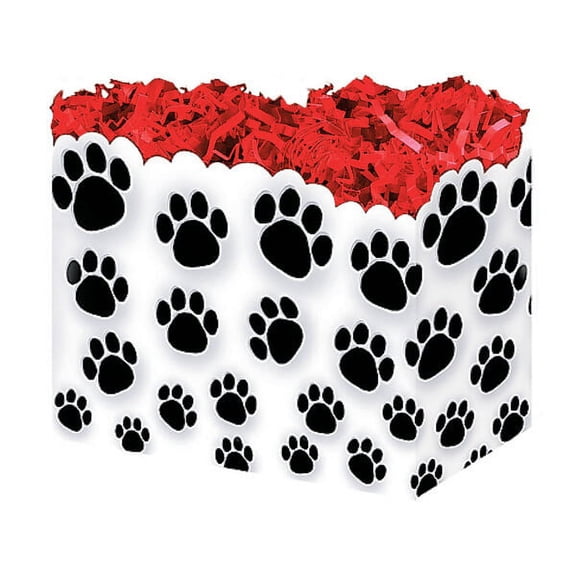 Pack of 6, Large Paw Prints Basket Boxes 10.25 x 6 x 7.5" As Great Table Centerpieces for Parties