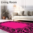 thumbnail image 2 of ODIKA 2'x3' Machine Washable Non-Slip Area Rug, Heritage Lotus Blossom Motif with Curvilinear Detailing High Traffic Rug, Pink, 665151, 2 of 7