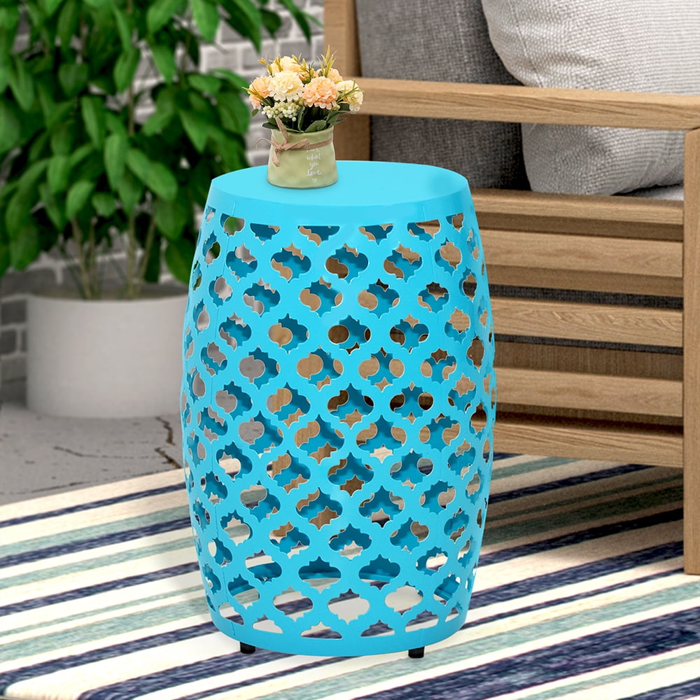 Abble Iron Geometric Side Table, Teal