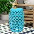 thumbnail image 2 of Abble Iron Geometric Side Table, Teal, 2 of 4
