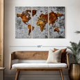 thumbnail image 3 of Elephant Stock Antique Bronze World Map Wall Art - Horizontal Multi Panel Canvas - Living Room Wall Decor - Map Multi Panel - Brown And Gray Decor - 50" x 32", 3 of 8