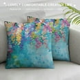 thumbnail image 3 of Nawypu  Flower Throw Pillow Cushion Cover, Abstract Ivy Romantic and Landscape Spring Floral Art Nature Theme, Decorative Square Accent Pillow Case,Turquoise Purple, 3 of 5