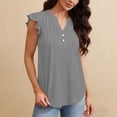 thumbnail image 6 of FRSASU Women's Tank Tops Lace Cap Sleeve Button Down V Neck Summer Casual Loose Fit Trendy Cute Sleeveless Shirts Gray, 6 of 9