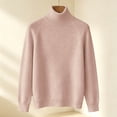 thumbnail image 5 of biudgviw Turtleneck Tops for Women Classic Fit Long Sleeve Sweaters Comfortable Loose Fit Knit Pullover Fall Winter Clothes(Pink,Small), 5 of 5