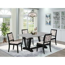East West Furniture V-Style 5-Piece Kitchen Dining Set in Cement Finish