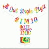 "Peace Out to Single Digits" Tie Dye Birthday Bundle - Double Digits Banner, Cake Topper & Garland for Unique 10th Birthday Decor!