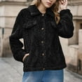 thumbnail image 4 of RYRJJ Womens Sherpa Fleece Jackets Button Down Fuzzy Warm Winter Coats Lapel Long Sleeve Jacket Outwear with Pockets(Black,M), 4 of 6