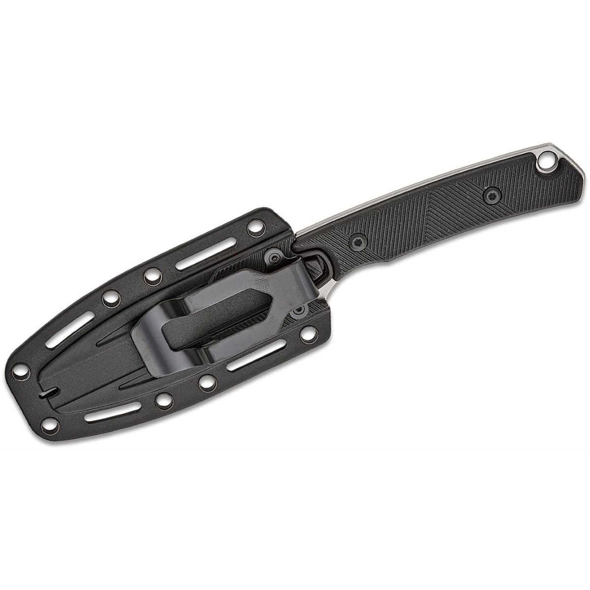 Kershaw Steppe Drop Point Fixed Blade Field Knife with Polypropylene Sheath - Black/Gray