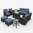 thumbnail image 4 of LayinSun 10 Pieces Outdoor Patio Furniture Set with Fire Pit Table, Rattan Wicker Sectional Swivel Rocker Chairs Sets, 4 of 10