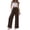 Coffee, variant on BUWTTER Womens Pants Palazzo Drawstring Elastic Waist Wide Leg with Pockets Casual Boho Trousers Dress Slacks for Women Black L