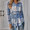 thumbnail image 7 of clear 50% off Usmixi Womens Winter Plaid Jacket Flannel Coat for Women Button Down Lapel Classic Shacket Long Sleeve Ladies Pocket Lightweight Wool Shirt Outwear with Belt Plaid Jacket, 7 of 7