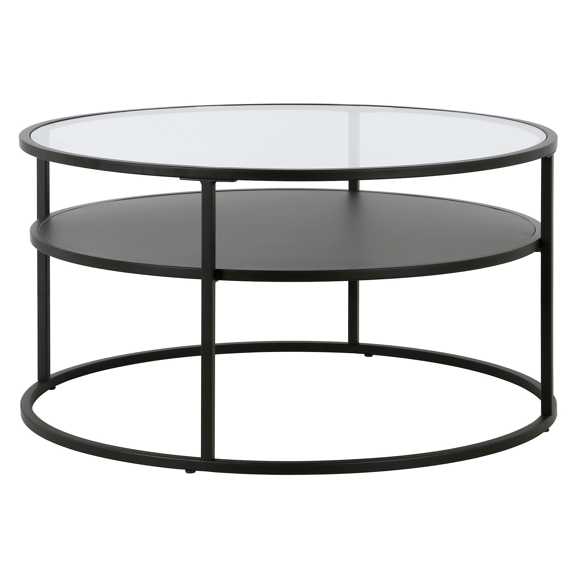 Evelyn&Zoe Ada 32" Wide Round Coffee Table, Blackened Bronze