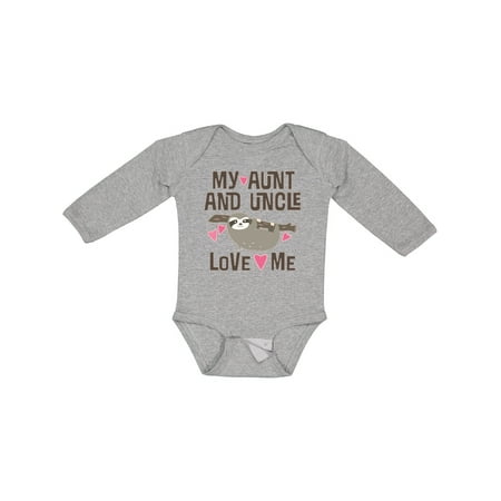 

Inktastic My Aunt and Uncle Love Me Sloth Gift Baby Girl Long Sleeve Bodysuit