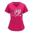 thumbnail image 1 of Monos de color sólido con cuello en V para mujer, camisetas de uniforme de trabajo de manga corta con estampado de posicionamiento parcial Pompotops  hkajfhjk472380, 1 of 6