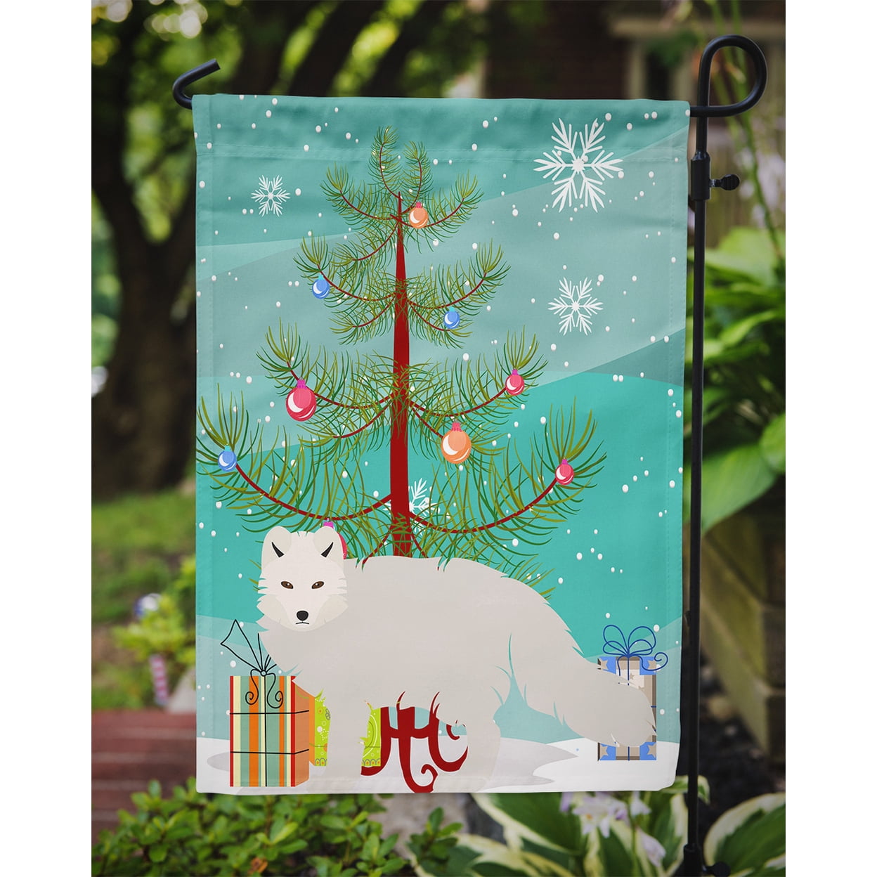 Caroline's Treasures BB9244GF White Arctic Fox Christmas Flag Garden Size , Small, multicolor