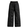 thumbnail image 2 of Mifsaly Girls Cargo Pants Teens Youth High Waisted Drawstring Ruched Wide Leg Pants with Pockets Lightweight Casual Summer Casual School Uniforms, 2 of 6
