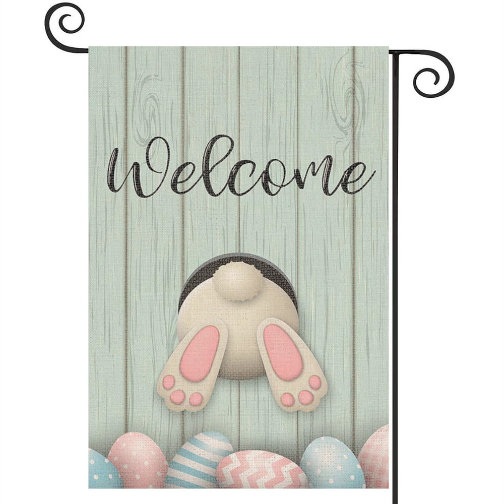 Welcome Bunny Easter Garden Flag 12x18 Inch Double Sided Outside ...