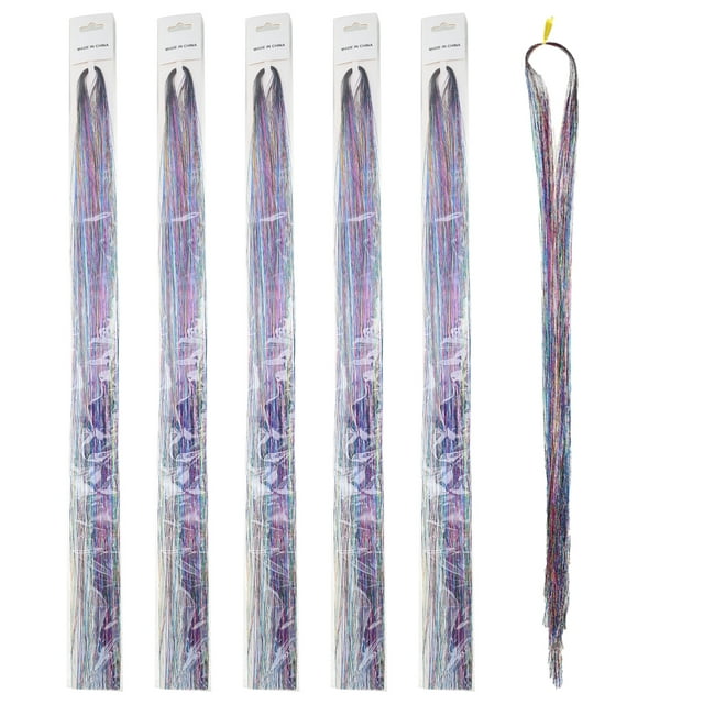 750 Pcs/5 Paquets Extensions de Cheveux Scintillantes Accessoires de Cheveux en Guirlande