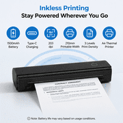HKHKPI N80 Portable Printer, Thermal Inkless Printer Fit for Android iOS Phones & Laptops for Travel Home Car Office