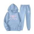 thumbnail image 1 of 2025 Women's Classic Bow Printed Dresses for Wedding Hoodie Warm Set Two Piece Suit Piece, 1 of 4