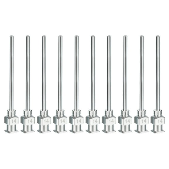 Uxcell 10 Pcs 14G 1.5 Inch Blunt Tip Dispensing Needle with Lure Lock for Refilling Liquid Inks Adhesives