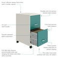 thumbnail image 4 of Space Solutions 18" Deep 2 Drawer Mobile Letter Width Vertical File Cabinet, White/Teal, 4 of 16
