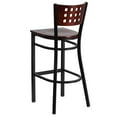 thumbnail image 5 of Emma + Oliver Black Metal Cutout Back Barstool, Wood Back & Seat, 5 of 6