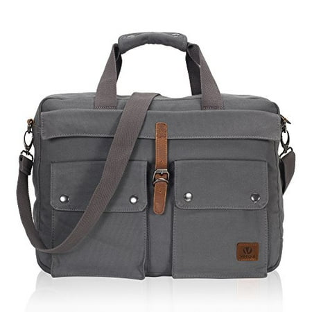 Veegul 17 inch Multifunctional Canvas Laptop Bag Computer Messenger Shoulder Bags Black