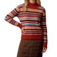thumbnail image 3 of LUVDA Women's Striped Knit Sweaters Long Sleeve Turtleneck Pullover Casual for Fall Winter, 3 of 4